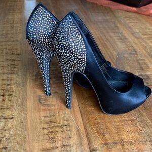 Steve Madden Black Rhinestone Heels